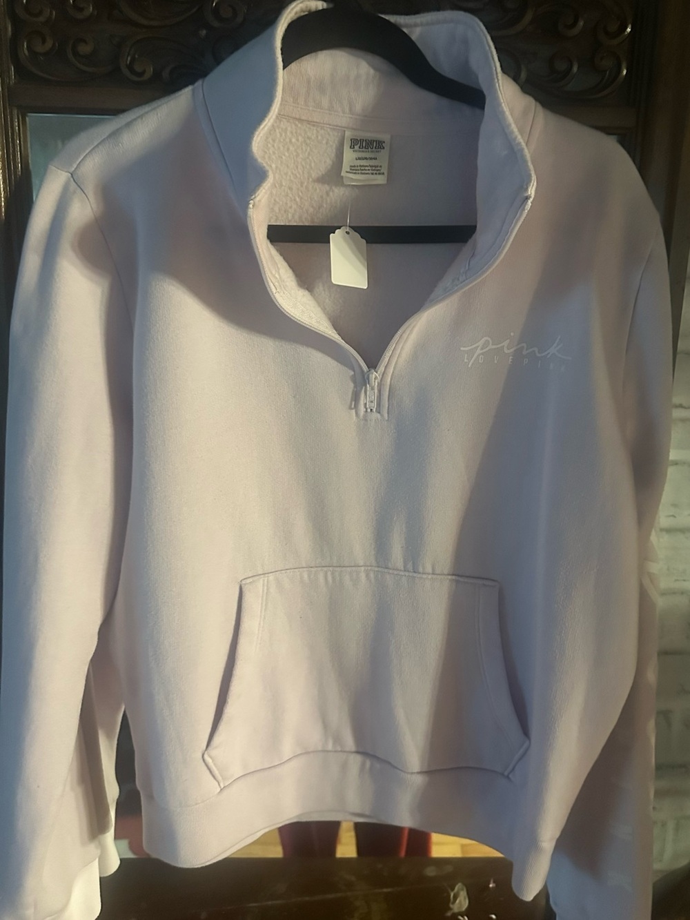 Pink Victoria Secret Pastel Pink Quarter-Zip Pullover Sweatshirt Large